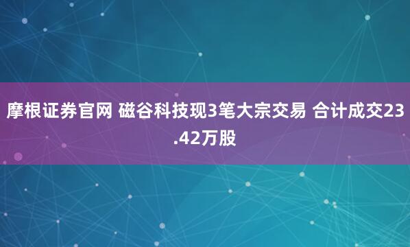 摩根证券官网 磁谷科技现3笔大宗交易 合计成交23.42万股